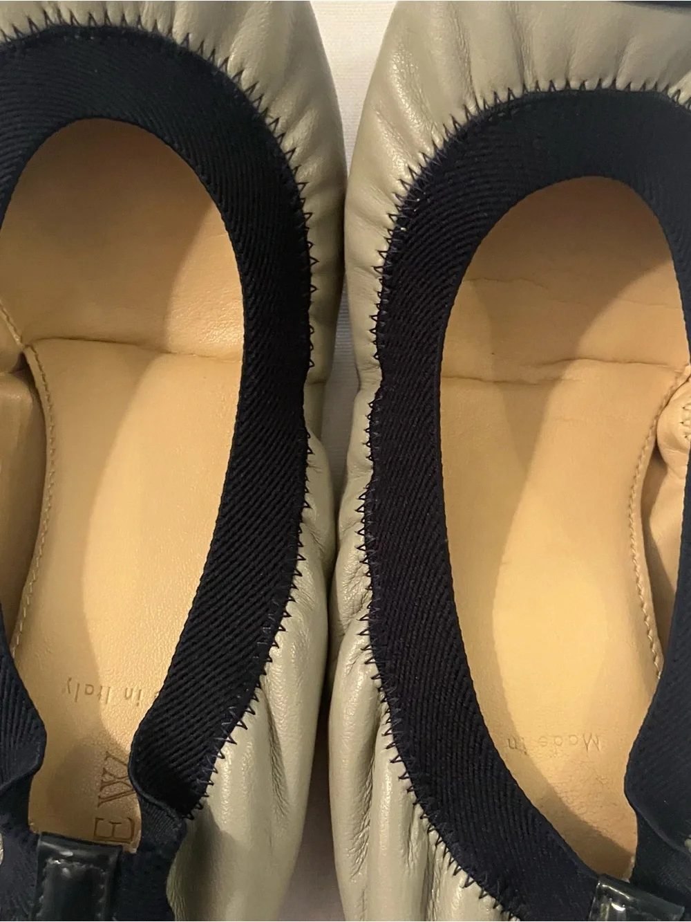 J.Crew Mila Gray Navy Cap Toe Leather Ballet Flats Sz.8 Italian Preppy Classic